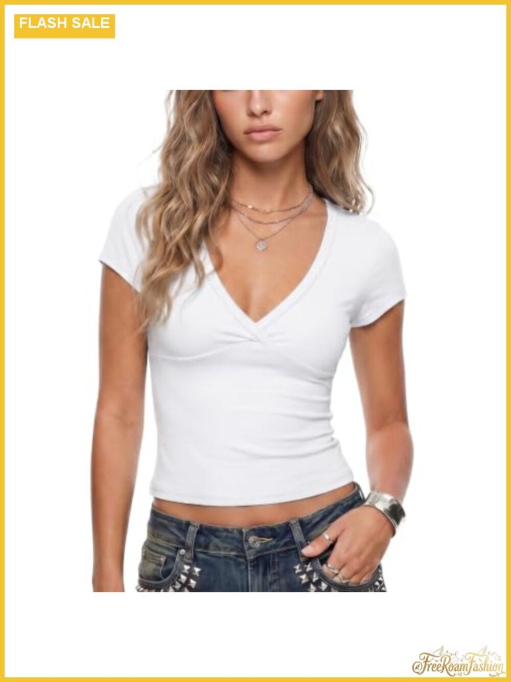 Y2K Cross Wrap Crop Top Short Sleeve Solid Color